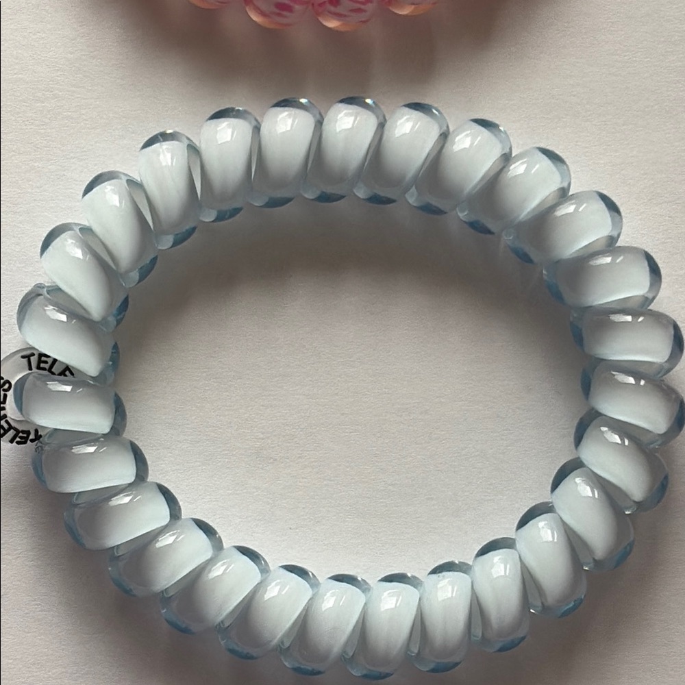 Teleties Pink and White Spiral Hair Ties - Picture 6 of 7